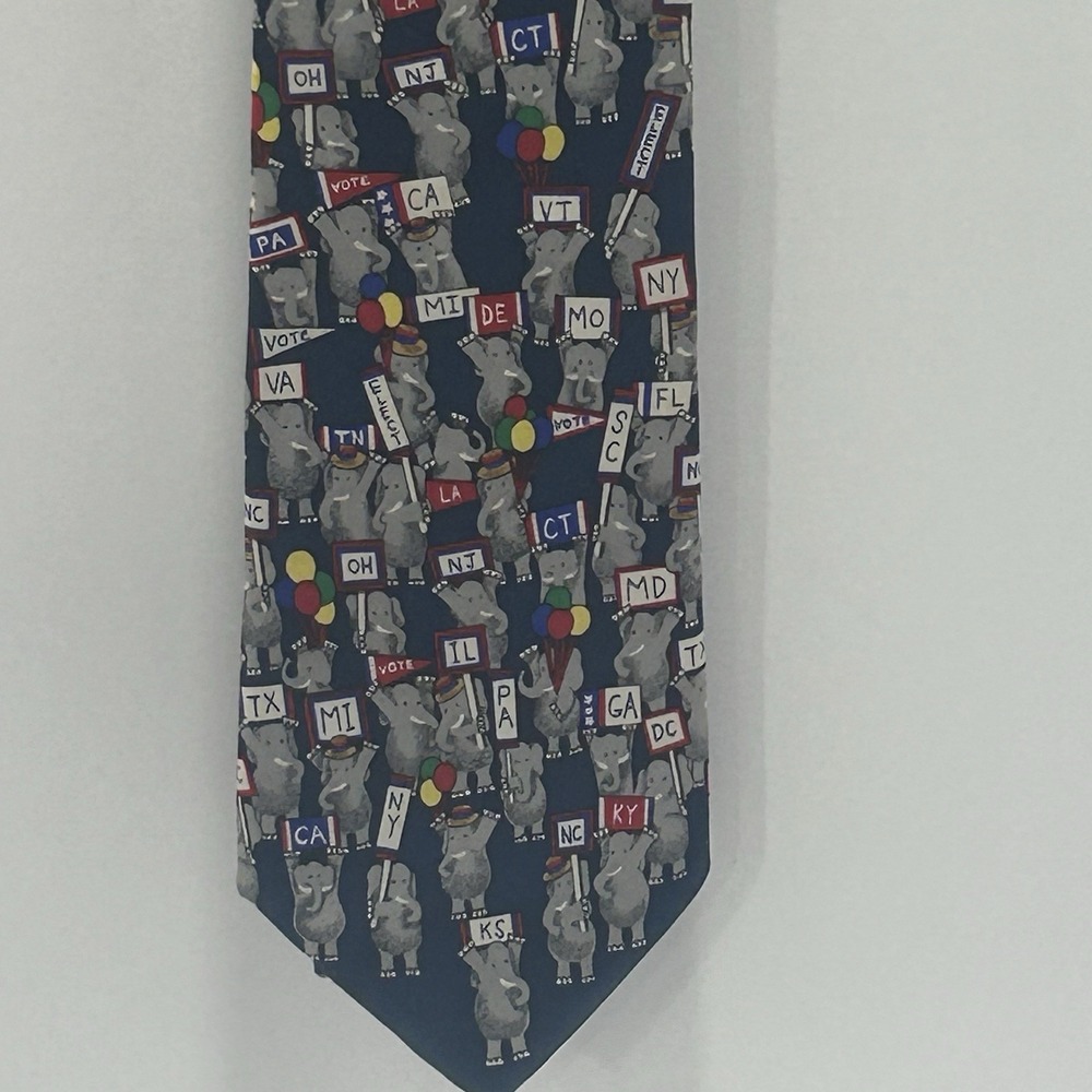 Alynn Neckwear Republicans 50 States Tie 100% Silk Made In USA Classic Wide Navy